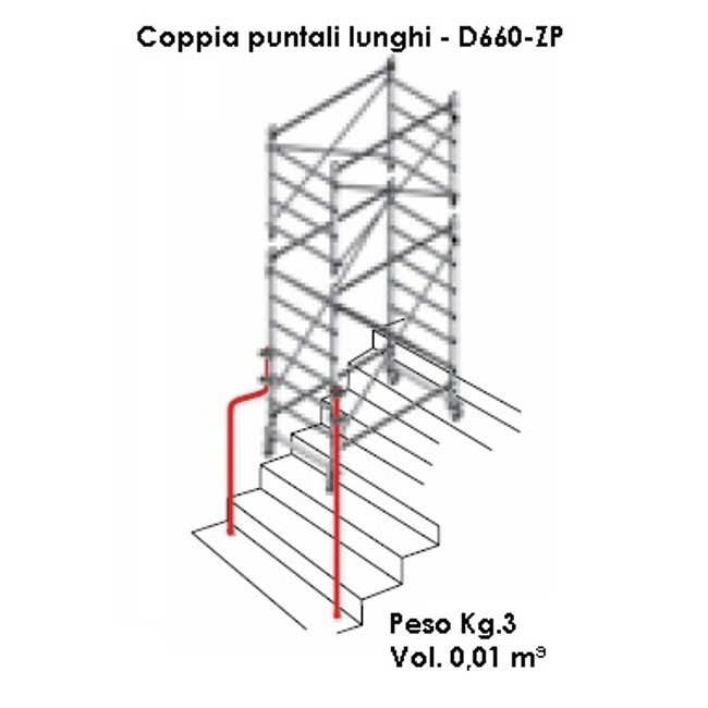 Vendita online Coppia puntali lunghi per zoppo trabattello DOGE 65